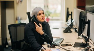 Woman-office-phone